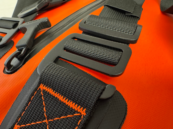 High Vis Orange Waterproof Duffel Hardware
