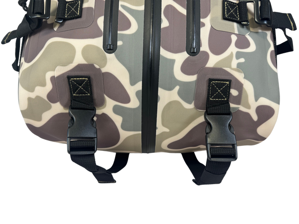 Bottom View Attachment Straps Vintage Camo Fully Waterproof TPU Backpack