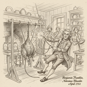 Ben Franklin Gets Electrocuted Trying to Cook a Bird with Electricity