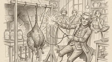 Ben Franklin Gets Electrocuted Trying to Cook a Bird with Electricity
