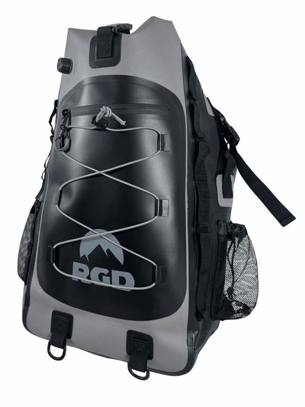 RGD 30L Boonie Rolltop Waterproof Backpack Side View with Water Bottle Holder Pocket