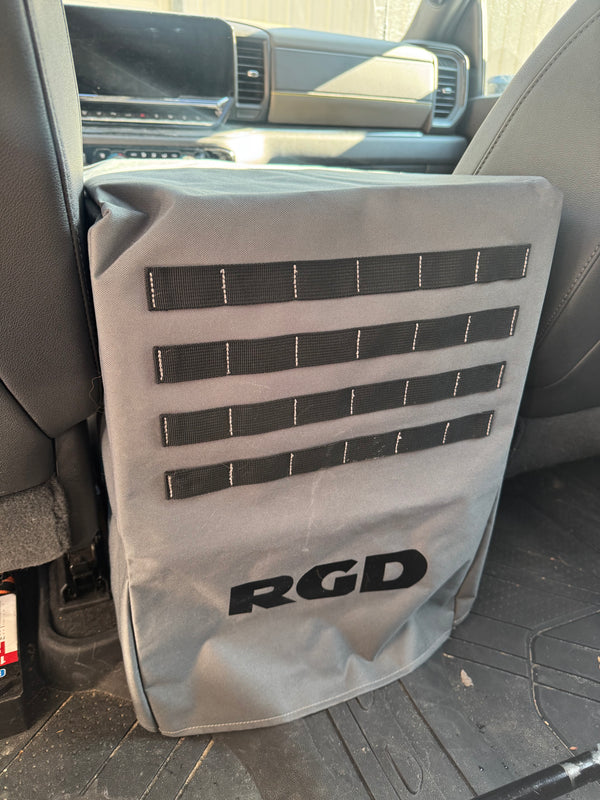 Full size truck center console cover grey with Molle straps