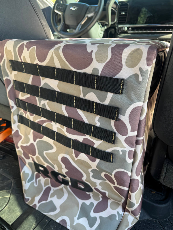 Full size truck center console cover in duck camo