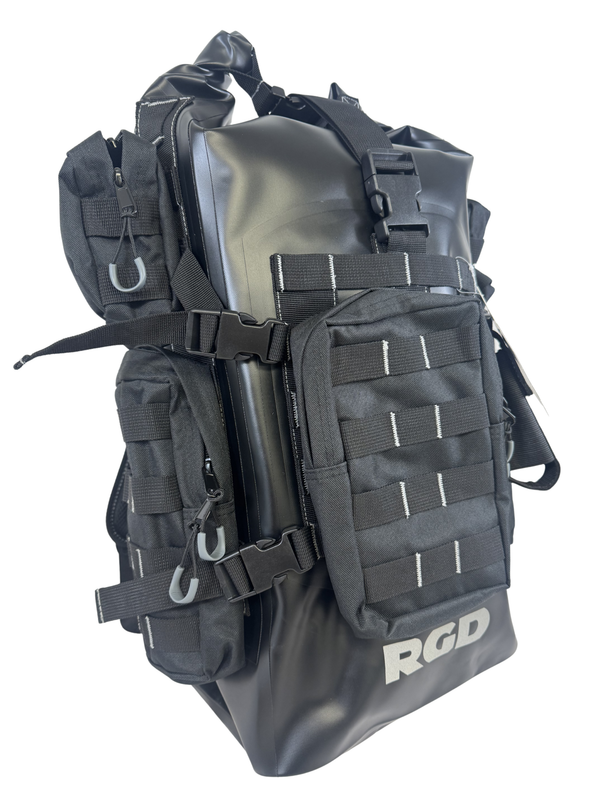 Roll Top Waterproof IPX6 Tactical Bug Out Molle Backpack Black