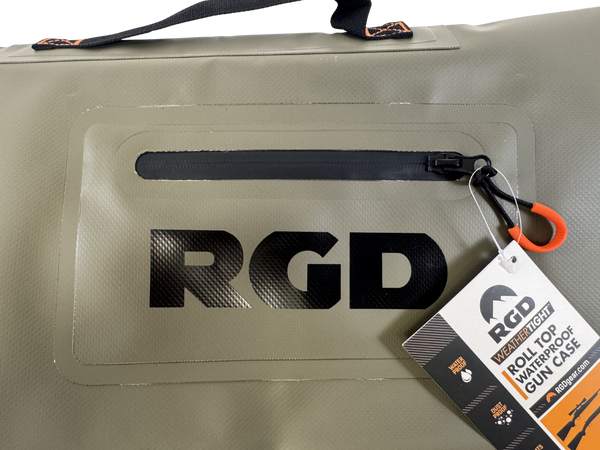 Waterproof roll top gun case - pocket.