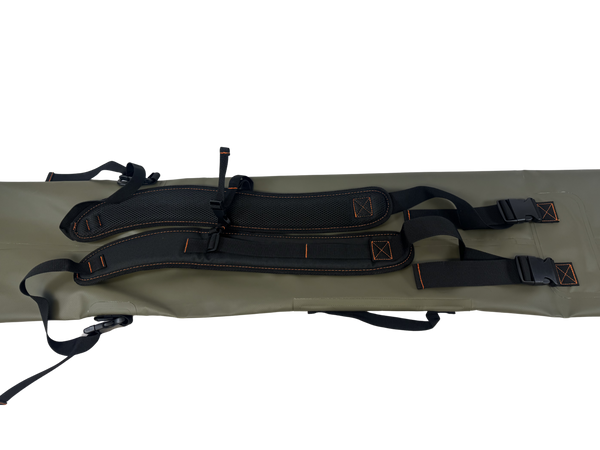 Waterproof roll top gun case - carry as a backpack.