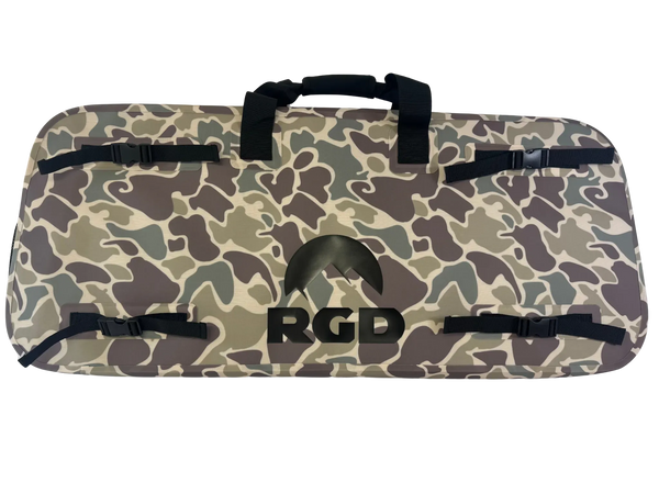 Back of RGD waterproof floating bow case duck camo