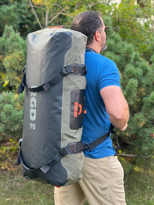 90 Liter RGD Zippered Duffel Bag - Floating, Waterproof, Scent Proof Tan